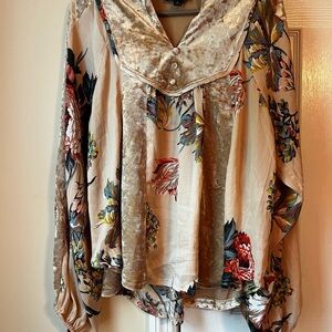 Cream Asymmetrical Bell Sleeve Blouse with Sailor Collar